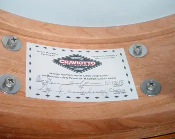 [B]10-18-18 CRAVIOTTO DRUM CO. 4.5 x 14 SOLID CHERRY/MAPLE INLAY/GOLD PLATED CUSTOM S