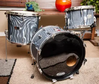 FOR SALE: 1965 Sonor Teardrop 13/16/20 drum set in Black Satin Flame
