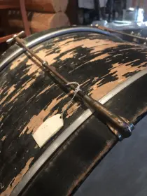 Beat up old 12 x 26 bass drum