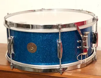 FOR SALE: Vintage Early 1950s Gretsch Dixieland 6x14 Snare Drum in Blue Sparkle