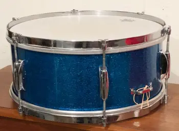 FOR SALE: Vintage Early 1950s Gretsch Dixieland 6x14 Snare Drum in Blue Sparkle