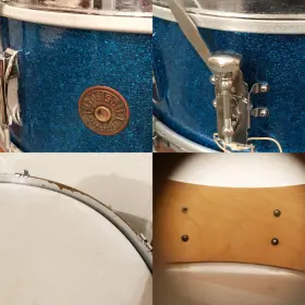 FOR SALE: Vintage Early 1950s Gretsch Dixieland 6x14 Snare Drum in Blue Sparkle
