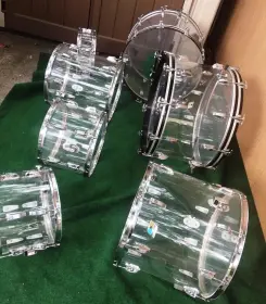 Ludwig clear Vistalites 2x24, 13, 14, 16, 18, 5x14