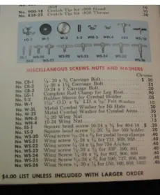 Slingerland 70’s hi hat stand screws