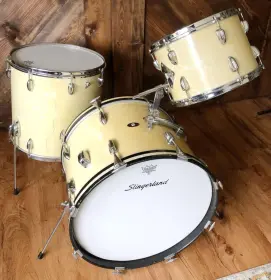 FOR SALE: Vintage 1965 Slingerland 13/16/20 Drum Set in White Marine Pearl