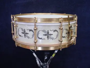 1920s-30s LUDWIG &amp; LUDWIG 10 LUG 5 x 14 WMP/ENGRAVED/GOLD PLATED STANDARD MODEL