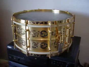 [B]2009 LUDWIG 100 YR. ANNIVERSARY 6.5x14 GOLD PLATED/ENGRAVED TRIUMPHAL MODEL #1912