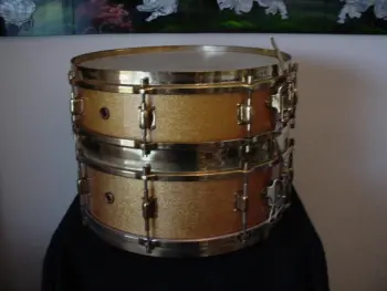 1927- LEEDY 4 x 14 &amp; 5 x 14 SPARKLING GOLD PROFESSIONAL MODELS
