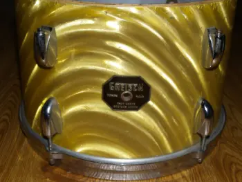 gretsch 8&quot;x12&quot; tom in GOLD SATIN FLAME! (missing mufflers, otherwise complete!)
