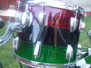 Ludwig Vistalite 5 piece rainbow 3 band red/black/green