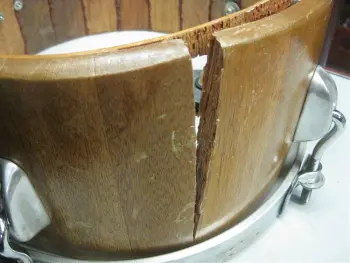 wood timbale repair job (I'm not dead yet)