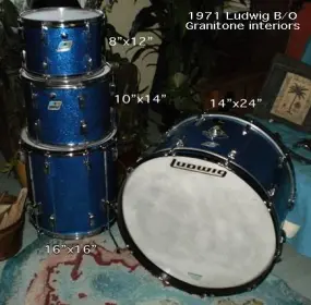 72' Ludwig 'Rock Kit' Sizes