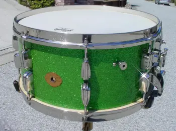 1939-1941 SLINGERLAND 7x14 SPARKLING GREEN HOLLYWOOD ACE SWING MODEL RADIO KING