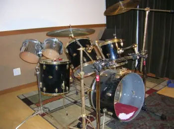 Slingerland Black Gold drums, cymbal stands...