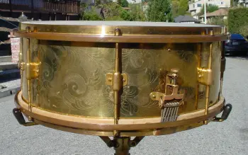 1920-24 LEEDY 6 x 15 GOLD PLATED/FANCY-ENGRAVED MULTI-MODEL &quot;CLASSIC&quot; SNARE DRUM