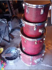 Vintage Wood Pearl Kit w/ Faux Maroon Leather Wrap??