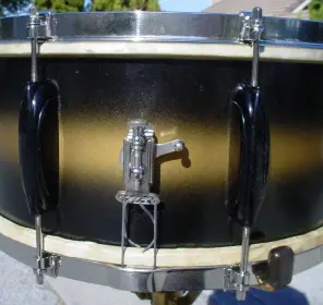 1940 LUDWIG &amp; LUDWIG 6.5 x 14 BLACK GOLD MULTI-COLOR MODERN BI-TONE SNARE DRUM