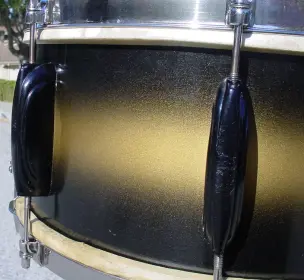 1940 LUDWIG &amp; LUDWIG 6.5 x 14 BLACK GOLD MULTI-COLOR MODERN BI-TONE SNARE DRUM