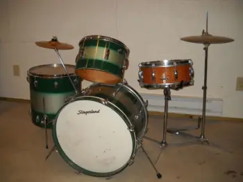 '65 '66 slingerland rare green with silver stripe