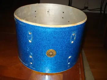 vintage gretsch round badge tom shell, 9&quot;x13&quot; Blue Sparkle WITH BADGE!