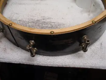 1928-32 NO-NAME (SLINGERLAND?) 4 x 14 BLACK LACQUER 10 LUG TONE FLANGE MODEL