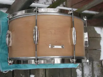 RK 14x7 solid maple snare getting mended.