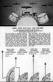 Leedy Bestall cymbal or trap holders for arch rail
