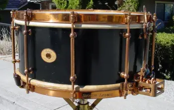 1927-32 LUDWIG &amp; LUDWIG 6.5 x 14 BLACK LACQUER/DeLUXE SUPER-LUDWIG MODEL