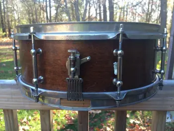 vintage 1940's White Enamel Badge Ludwig 5&quot; x 14&quot; 8 tube-lug snare drum