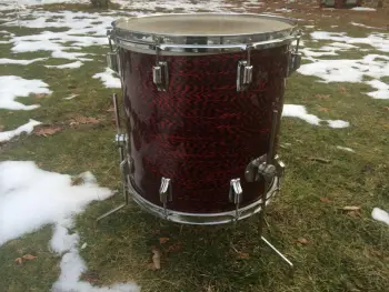 60's Rogers 'Holiday' model 16&quot; x 16&quot; floor tom in original Red Onyx wrap - CLEAN!