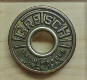 Vintage Gretsch bass drum Round Badge w/ Grommet