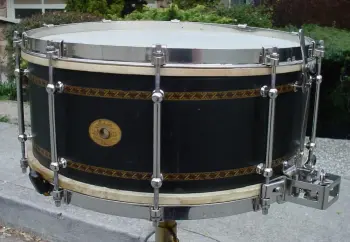 1925-32 LUDWIG &amp; LUDWIG 6.5 x 15 BLACK EBONIZED/INLAY SUPER-LUDWIG BAND MODEL