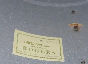 Rogers POWER TONE Shell with script, pearl and grommet