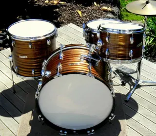 Vintage Pearl kit wrapped in tiger eye