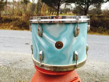 1960s Gretsch Round Badge 9&quot; x 13&quot; rack tom in aqua satin flame finish