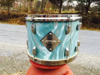 1960s Gretsch Round Badge 9&quot; x 13&quot; rack tom in aqua satin flame finish