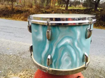 1960s Gretsch Round Badge 9&quot; x 13&quot; rack tom in aqua satin flame finish