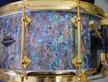 2005 CRAVIOTTO DRUMS 6.5 x 14 SOLID MAPLE ABALONE/GOLD PLATED SPECIAL ORDER
