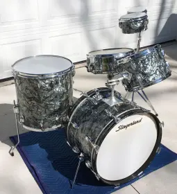 FOR SALE: Vintage 1960s Slingerland 20/16/12 in BDP with COB Snare and Bongos