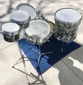 FOR SALE: Vintage 1960s Slingerland 20/16/12 in BDP with COB Snare and Bongos