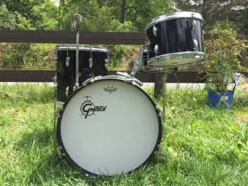 RARE 60's 4pc Gretsch Bop / Jazz 12/14/18/14snr outfit in black nitron rewrap