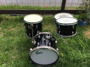 RARE 60's 4pc Gretsch Bop / Jazz 12/14/18/14snr outfit in black nitron rewrap