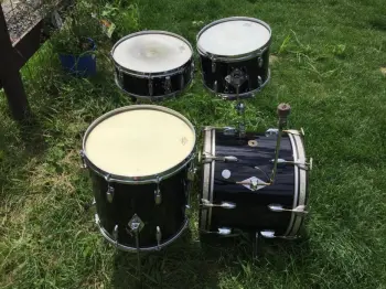 RARE 60's 4pc Gretsch Bop / Jazz 12/14/18/14snr outfit in black nitron rewrap