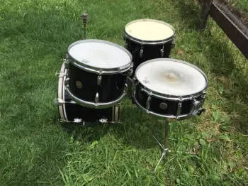 RARE 60's 4pc Gretsch Bop / Jazz 12/14/18/14snr outfit in black nitron rewrap