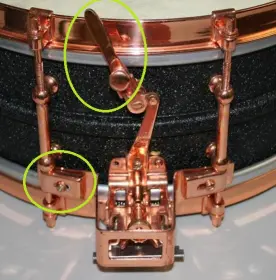 Super Ludwig lower hoop,  clips, snare gate
