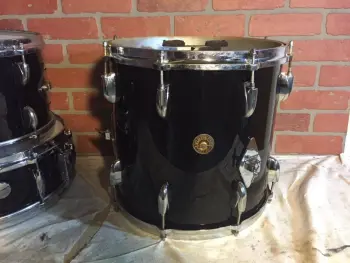 60's Gretsch Round Badge 14&quot; x 14&quot; floor tom, black nitron rewrap