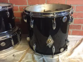 60's Gretsch Round Badge 14&quot; x 14&quot; floor tom, black nitron rewrap