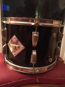 Vintage late 50s Ludwig Transition Badge 9&quot; x 13&quot; tom in black lacquer