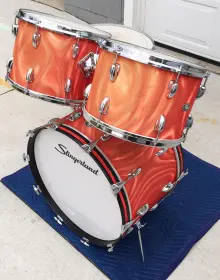 FOR SALE: Vintage 1970s Slingerland Red Satin Flame 13/14/16/22 Set