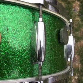 Vintage 60's Gretsch Round Badge model # 4157 5&quot;x14&quot; snare drum in RARE green sparkle